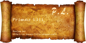 Primusz Lili névjegykártya